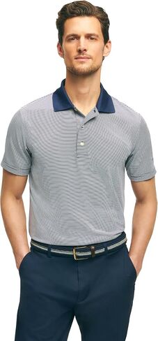 Brooks Brothers Men's Performance Stretch Short Sleeve Mini Stripe Golf Polo Shirt in Saudi Arabia