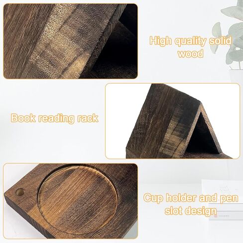 حامل كتب مثلث للقراءة، مسند كتب خشبي مع حامل أكواب، خادم قراءة زاوية الكتب الريفية، حامل كتب منضدة خشبي، ملحقات القراءة لمحبي الكتب in Kuwait