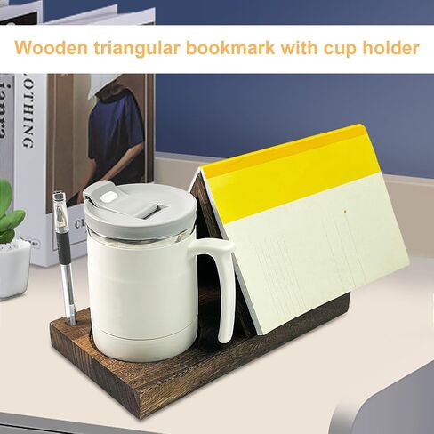 حامل كتب مثلث للقراءة، مسند كتب خشبي مع حامل أكواب، خادم قراءة زاوية الكتب الريفية، حامل كتب منضدة خشبي، ملحقات القراءة لمحبي الكتب in Kuwait