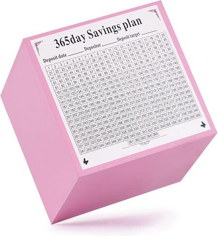 Wooden piggy bank, must be broken to open, 365-day plan savings box, adult savings box.（Pink (Color), 5.9inches in Saudi Arabia
