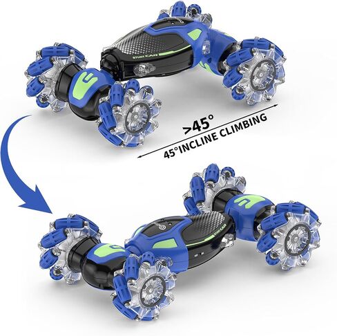 Contixo Gesture Sensing RC Stunt Cars, 2.4GHz Remote Control Car Toys All Terrain for Kids 6-12 yr Boys Girls 360° Rotating 4WD Hand Remote Control Twist Transform Cars with Lights Music Gifts Blue in Saudi Arabia