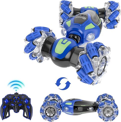 Contixo Gesture Sensing RC Stunt Cars, 2.4GHz Remote Control Car Toys All Terrain for Kids 6-12 yr Boys Girls 360° Rotating 4WD Hand Remote Control Twist Transform Cars with Lights Music Gifts Blue in Saudi Arabia