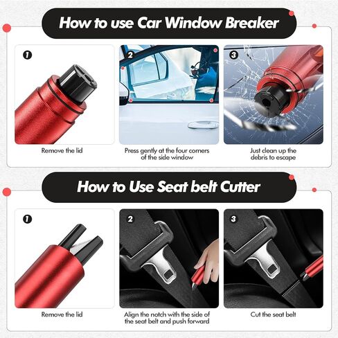 BBTO 6 Pcs Car Glass Breaker and Seatbelt Cutter 2 in 1 Car Window Breaker Tool One Second Car Safety Tool Emergency Escape Tool for Life Saving Emergency Under Water Cars in Saudi Arabia