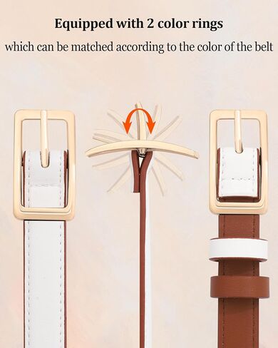 WELROG Skinny Reversible Leather Belt - Women Thin Belt for Dresses Jeans Pants with Gold Buckle in Saudi Arabia