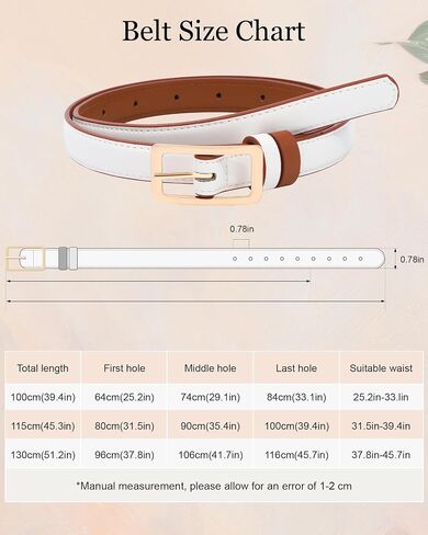 WELROG Skinny Reversible Leather Belt - Women Thin Belt for Dresses Jeans Pants with Gold Buckle in Saudi Arabia