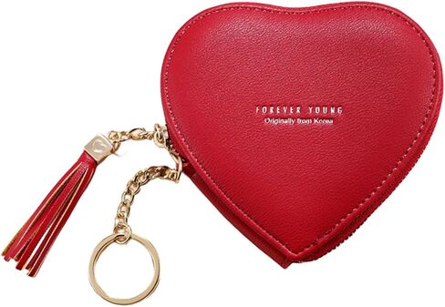 1Pcs Heart Shaped Coin Purse Female Handheld Leather Small Wallet With Keychain Coin Clip Coin Purse for Shopping Dating and Traveling (brown) in Saudi Arabia