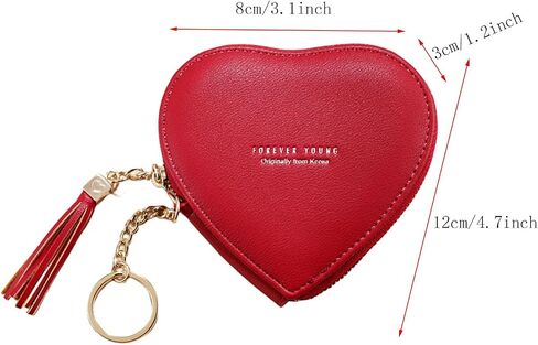 1Pcs Heart Shaped Coin Purse Female Handheld Leather Small Wallet With Keychain Coin Clip Coin Purse for Shopping Dating and Traveling (brown) in Saudi Arabia