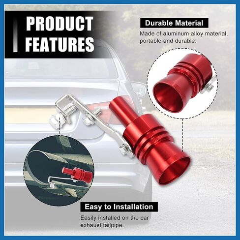 2pcs XL Size Aluminum Alloy Universal Turbo Sound Exhaust Muffler Pipe Whistle Car Roar Maker Red Item Replacement in Saudi Arabia