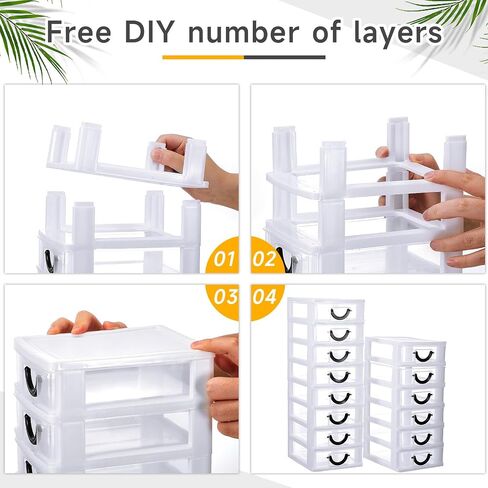 Thyle 2 Pcs Plastic Drawers Organizer Mini Organizer Box Stackable Plastic Drawer Storage Containers Clear Storage Units for Desktop Classroom Craft(Black) in Saudi Arabia