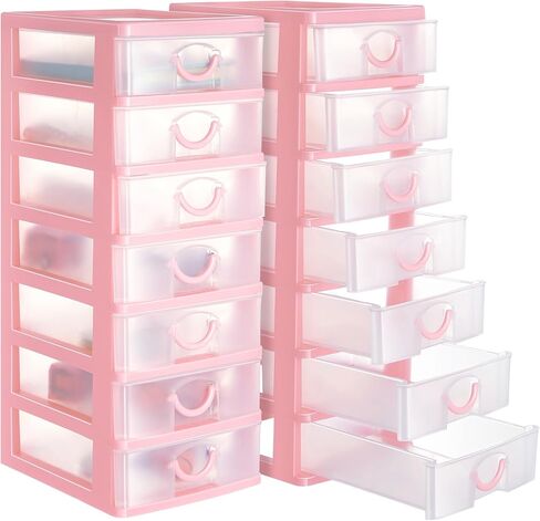 Thyle 2 Pcs Plastic Drawers Organizer Mini Organizer Box Stackable Plastic Drawer Storage Containers Clear Storage Units for Desktop Classroom Craft(Black) in Kuwait