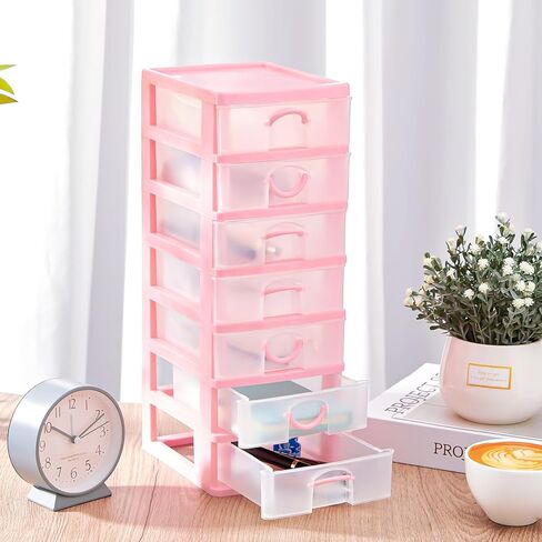 Thyle 2 Pcs Plastic Drawers Organizer Mini Organizer Box Stackable Plastic Drawer Storage Containers Clear Storage Units for Desktop Classroom Craft(Black) in Kuwait