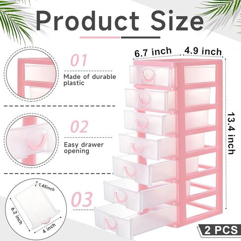 Thyle 2 Pcs Plastic Drawers Organizer Mini Organizer Box Stackable Plastic Drawer Storage Containers Clear Storage Units for Desktop Classroom Craft(Black) in Kuwait