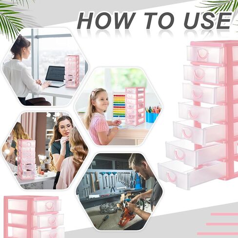 Thyle 2 Pcs Plastic Drawers Organizer Mini Organizer Box Stackable Plastic Drawer Storage Containers Clear Storage Units for Desktop Classroom Craft(Black) in Kuwait