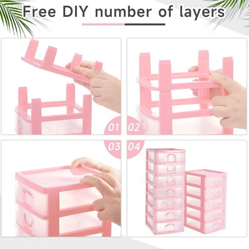 Thyle 2 Pcs Plastic Drawers Organizer Mini Organizer Box Stackable Plastic Drawer Storage Containers Clear Storage Units for Desktop Classroom Craft(Black) in Kuwait