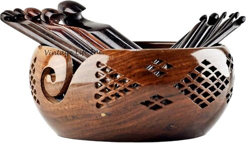 مجموعة خطافات كروشيه مريحة من DnU Avenue Rosewood مقاس 15-3.5 مم إلى 25 مم مع وعاء منحوت عتيق، مجموعة خطافات كروشيه خشبية للأيدي المصابة بالتهاب المفاصل، وخطافات الحياكة والكروشيه، سهلة الإمساك باللون البني in Kuwait