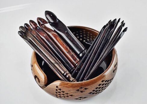 مجموعة خطافات كروشيه مريحة من DnU Avenue Rosewood مقاس 15-3.5 مم إلى 25 مم مع وعاء منحوت عتيق، مجموعة خطافات كروشيه خشبية للأيدي المصابة بالتهاب المفاصل، وخطافات الحياكة والكروشيه، سهلة الإمساك باللون البني in Kuwait