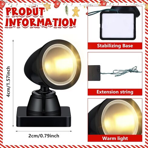 Kingdder 4 in 1 Accessories for Villages Building Light Christmas Village Collection Round Village Spotlights Battery Operated Christmas LED Light with Switch for Landscape (Warm White, 4) in Kuwait