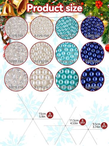 Kalolary 1574PCS Christmas Snowflake Wires Bead Kit Xmas Metal Snowflake Beads Ornament 24PCS Metal Snowflake Wire with Green Red Pearl Beads Handicraft for Christmas DIY Craft Decor (Assemble Need) in Kuwait