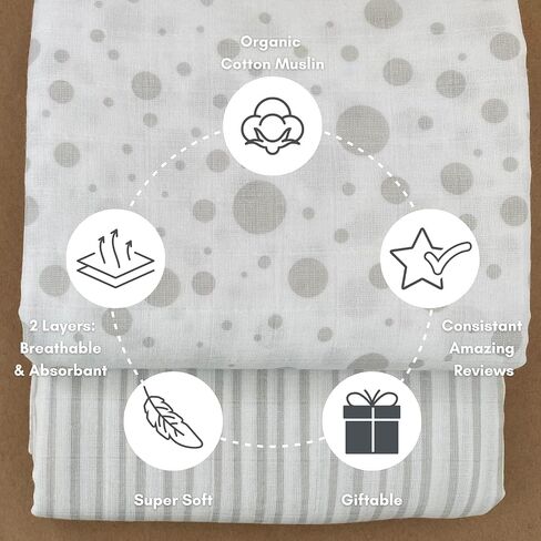 MOZAH Organic Muslin Swaddle Blankets - 100% Cotton for Girl and Boy - Receiving Blanket - 2 Pack of Baby Swaddle Blankets for Gender Neutral Nursery (Mauve and Beige) in Saudi Arabia