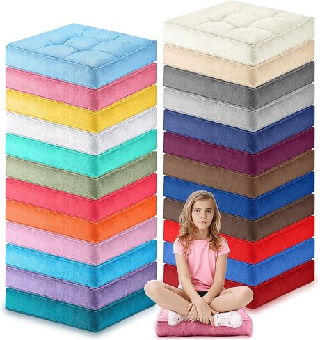 Fumete 24 Pcs 16 Inch Square Floor Pillows Cushions for Kids and Toddlers Flexible Seating for Classroom 3.6 Inch Thick Floor Pillow for Home Daycare Preschool Yoga and Meditation (Assorted Color) in Saudi Arabia
