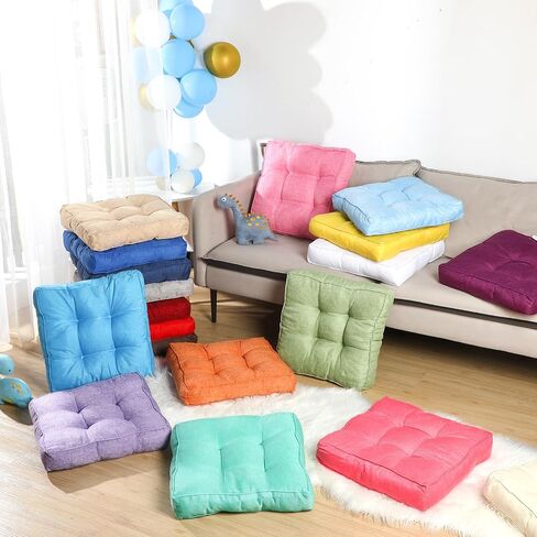 Fumete 24 Pcs 16 Inch Square Floor Pillows Cushions for Kids and Toddlers Flexible Seating for Classroom 3.6 Inch Thick Floor Pillow for Home Daycare Preschool Yoga and Meditation (Assorted Color) in Saudi Arabia