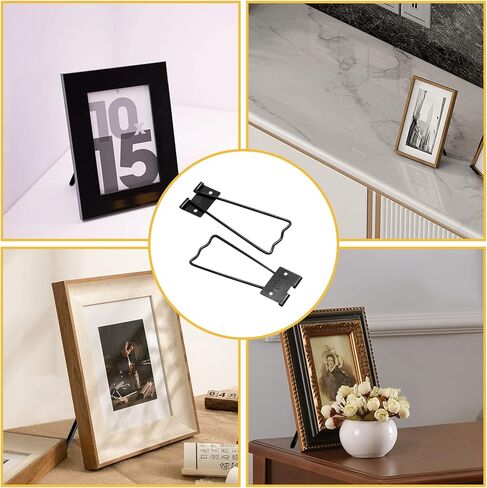 حامل خلفي لإطار الصورة 6 قطع من BokWin، إطار صورة حديدي مقاس 4.52 بوصة، حامل خلفي فني للصور مع براغي ومفك براغي (أسود) in Kuwait