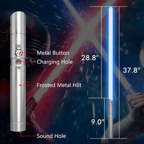 Lightsaber RGB 7 ألوان معدنية Hilt Light Saber Swing USB قابلة للشحن ضوء السيف مع تأثير الأصوات للأطفال البالغين in Saudi Arabia