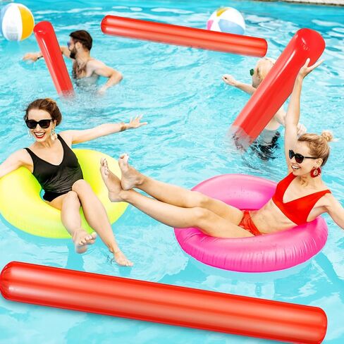 6 Pcs 57.48 Inch Pool Noodles Inflatable Pool Sticks Blow Up Swim Noodles Large PVC Noodles Pool Toys Float for Summer Beaches Swimming Pool Lake Sports Party in Saudi Arabia