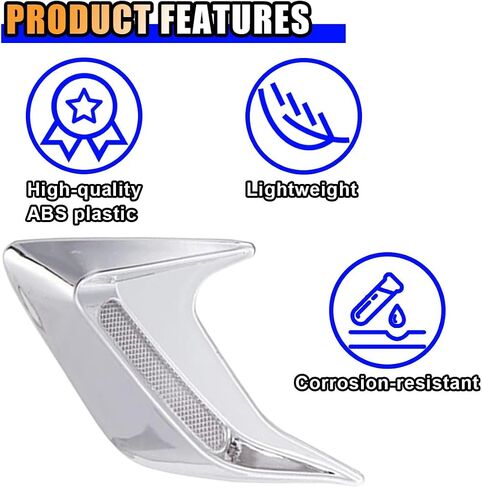 2PCS Car Hood Ventilation Trim Cover, Air Flow Intake Scoop Hood Cover, Shark Gill Bonnet Vent Trim, Automotive Exterior Decorative Accessories for Car SUV Truck (Black) in Saudi Arabia