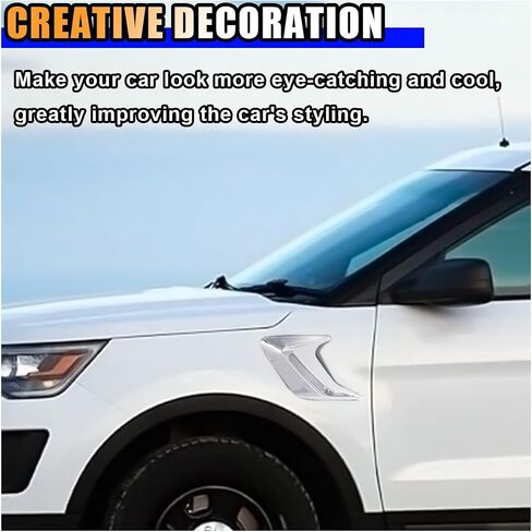 2PCS Car Hood Ventilation Trim Cover, Air Flow Intake Scoop Hood Cover, Shark Gill Bonnet Vent Trim, Automotive Exterior Decorative Accessories for Car SUV Truck (Black) in Saudi Arabia