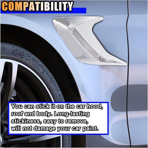 2PCS Car Hood Ventilation Trim Cover, Air Flow Intake Scoop Hood Cover, Shark Gill Bonnet Vent Trim, Automotive Exterior Decorative Accessories for Car SUV Truck (Black) in Saudi Arabia