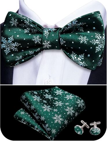 YOHOWA Mens Christmas Self Tie Bow Tie Set Bowties Pocket Square Cufflinks Woven Tuxedo Party Xmas Holiday Festival Vacation in Kuwait