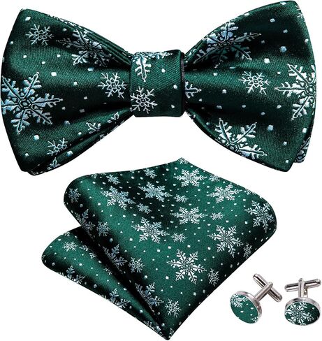 YOHOWA Mens Christmas Self Tie Bow Tie Set Bowties Pocket Square Cufflinks Woven Tuxedo Party Xmas Holiday Festival Vacation in Kuwait