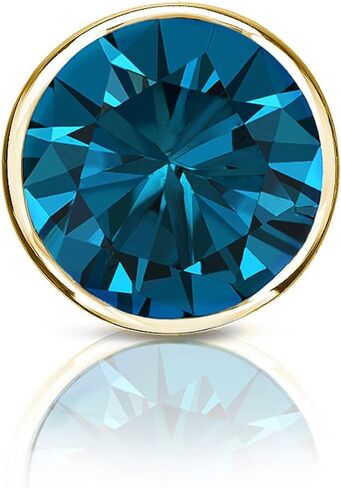 14k Yellow Gold Bezel-set Round Blue Diamond Men SINGLE STUD Earring (1/8-1ct,Blue,I1-I2) Screw-Back in Saudi Arabia