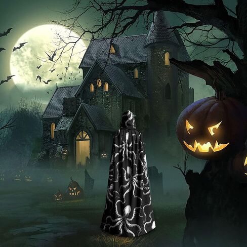Halloween Hooded Cloaks Witch Robe Cloaks Hooded Robe Cloak for Adult Men Women Cosplay Costumes in Saudi Arabia
