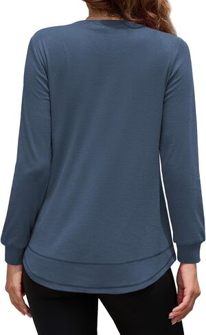 Sweatshirt for Women Long Sleeve Tunic Loose Fit Crewneck Tops Fall Casual Blouse Y2K 2024 Basic Tee in Saudi Arabia