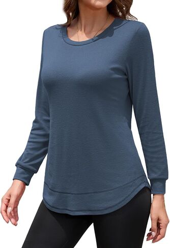 Sweatshirt for Women Long Sleeve Tunic Loose Fit Crewneck Tops Fall Casual Blouse Y2K 2024 Basic Tee in Saudi Arabia