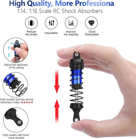 مجموعة ممتص صدمات سيارات تعمل بجهاز تحكم عن بعد من 4 قطع متوافقة مع سيارات 1/14 WLtoys 144001/144010، تيم اسوشيتد 1/14 ريفلكس 14B 1:14 1:16، قطع مطورة لسباق الطرق الوعرة (اسود احمر) in Kuwait