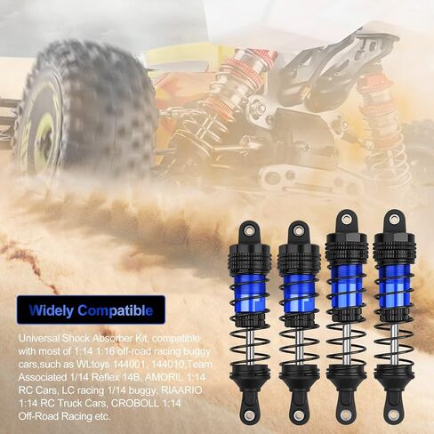مجموعة ممتص صدمات سيارات تعمل بجهاز تحكم عن بعد من 4 قطع متوافقة مع سيارات 1/14 WLtoys 144001/144010، تيم اسوشيتد 1/14 ريفلكس 14B 1:14 1:16، قطع مطورة لسباق الطرق الوعرة (اسود احمر) in Kuwait