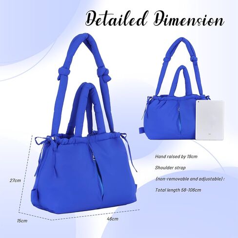 حقيبة حمل منتفخة كبيرة من GOKTOW للنساء، محفظة مبطنة ناعمة وعصرية وخفيفة الوزن حقيبة كتف هوبو مع رباط in Kuwait