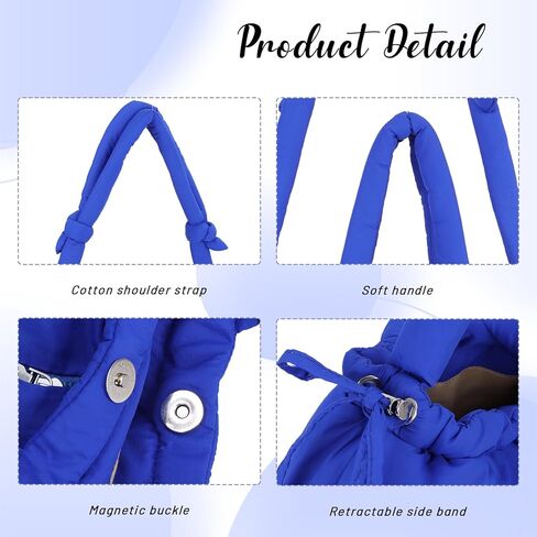 حقيبة حمل منتفخة كبيرة من GOKTOW للنساء، محفظة مبطنة ناعمة وعصرية وخفيفة الوزن حقيبة كتف هوبو مع رباط in Kuwait