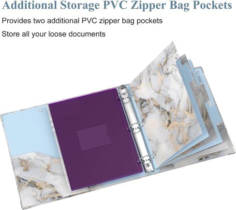 3 Ring Binder, 2 Inches Round Ring Binder with Clipboard, Dividers Tabs, PVC Zipper Bag Sleeves & to Do List Planners, Decorative Binder for Women, Men, School, Office Supplies, Wild flower in Saudi Arabia