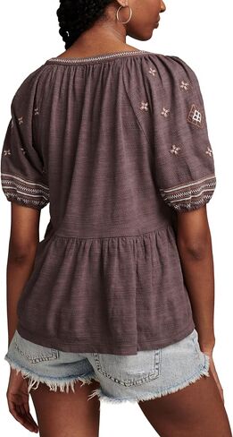 Lucky Brand Women's Easy Embroidered Babydoll Top in Saudi Arabia