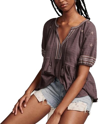 Lucky Brand Women's Easy Embroidered Babydoll Top in Saudi Arabia