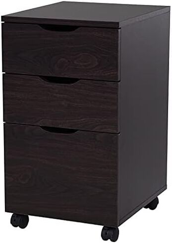 HOMCOM 3 Drawer Mobile File Cabinet, Rolling Printer Stand, Vertical Filing Cabinet, Brown Wood Grain in Kuwait