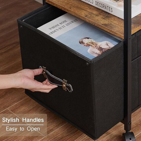 VECELO Multifunctional Mobile File Organizer with Hanging Folders and Storage Drawer, Vertical Filing Cabinet for Home and Office, Black in Saudi Arabia