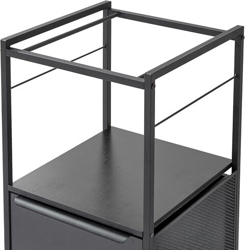 VECELO Multifunctional Mobile File Organizer with Hanging Folders and Storage Drawer, Vertical Filing Cabinet for Home and Office, Black in Saudi Arabia