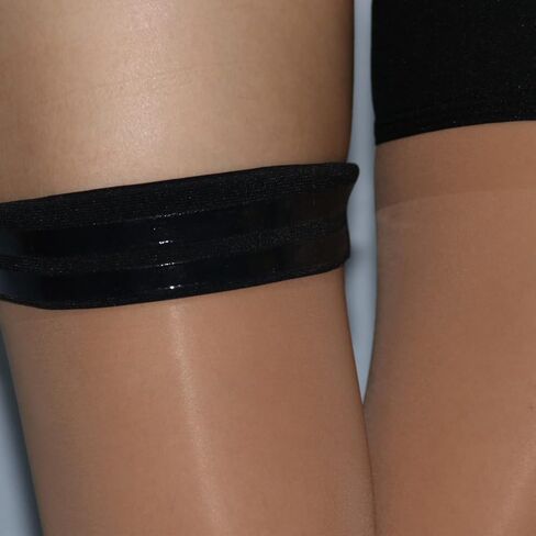 HTRUIYA Women's Shiny Sheer Thigh High Stocking Elastic Stay up Black Band Silicone Tights No Slip Hosiery-black in Saudi Arabia