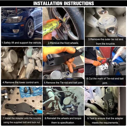 ألومنيوم البليت T-6061 محول قفل التوجيه زيادة زاوية الدوران حوالي +25% طقم ضبط متوافق مع تويوتا JZX100 لكزس IS200 IS300 أسود in Kuwait