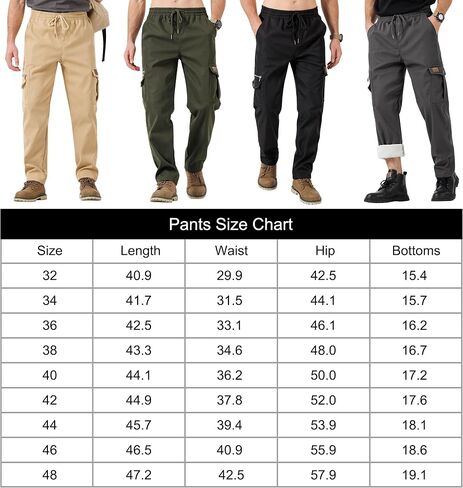 HHZ Mens Slim Fit Cargo Pants Men Flex Stretch Joggers Work Hiking Pants with Pockets - Cargo Work Pants for Men in Saudi Arabia